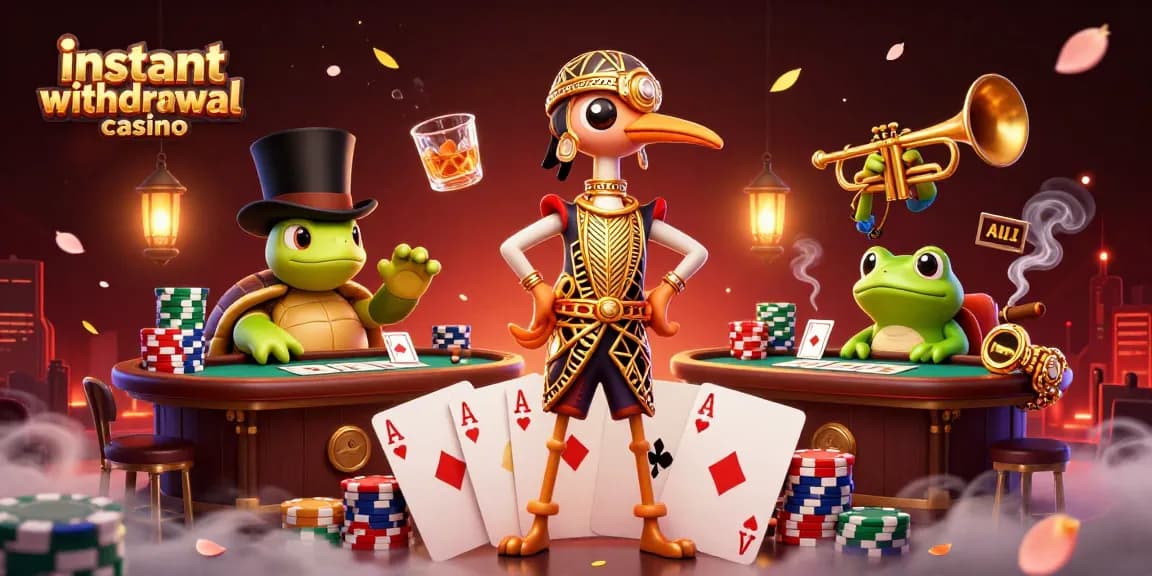 Experience the thrill of instant withdrawal casino payouts amidst vibrant gaming elements.