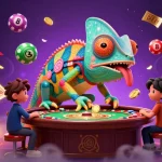 Experience the vibrant action of cổng game sunwin as golden coins rain down amidst colorful lottery balls and a lively casino scene.